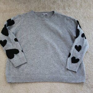 cupcakes & cashmere Heather Gray Sweater with Black Heart Sleeves